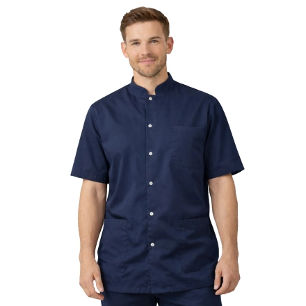 Bluza medyczna męska ze stójką granatowa krótki rękaw roz.M – bluza medyczna – bluza lekarska robocza